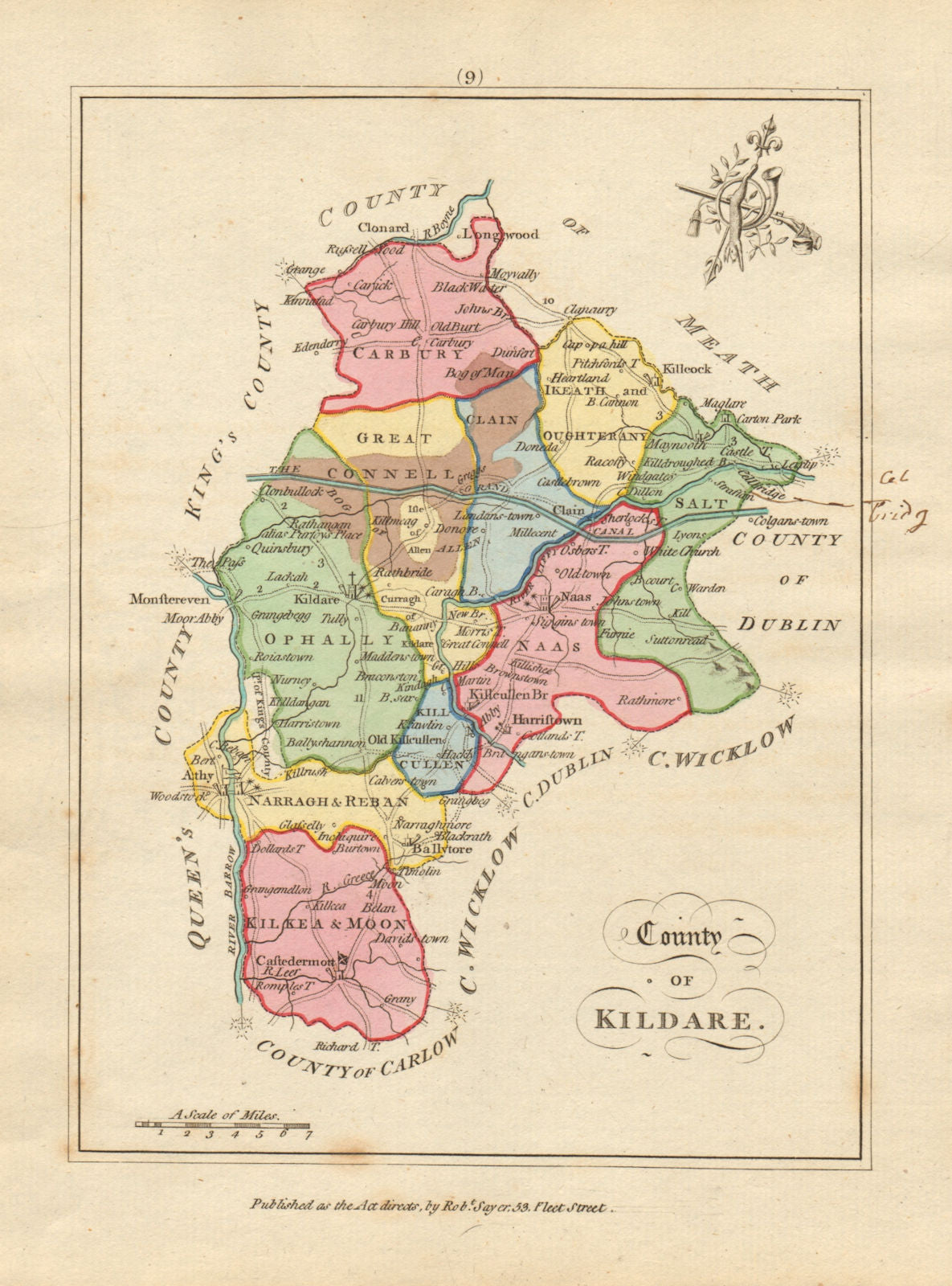 County of Kildare, Leinster. Antique copperplate map by Scalé / Sayer 1788